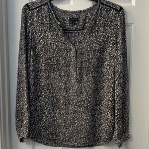 Talbots Black and White Textured Blouse